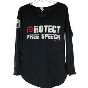 nine 12 Protect Free Speech Tshirt Black Scoop Size M Womens 2866 Long Sleeve
